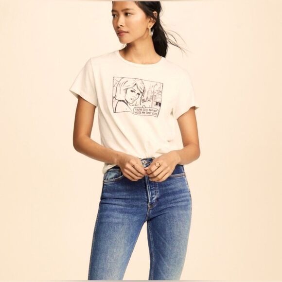 Re/Done You're Cute Retro Graphic Tee White Short Sleeve Size Large NWOT - Picture 3 of 8